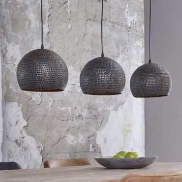 Vico Perforated - lampe suspendue 3L - 110 x 25 x 150 cm - noir brun