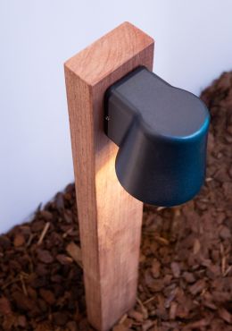 Roi Du Luminaire Padouk Teichos - borne jardin - 15 × 8,8 × 70 cm + pied 30 cm - IP54 - noir et padouk
