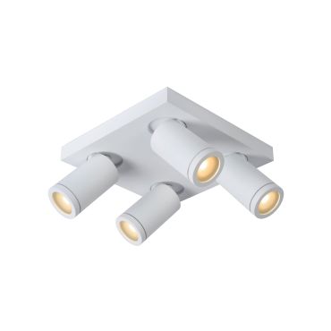 Lucide Taylor - spot en saillie 4L - 24 x 24 x 12,5 cm - 4 x 5W LED dimmable inclus - dim to warm - IP44 - blanc