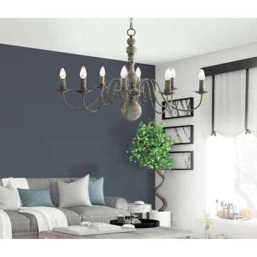 Searchlight Greythorne - lustre - 89 x 63 x 150 cm - gris