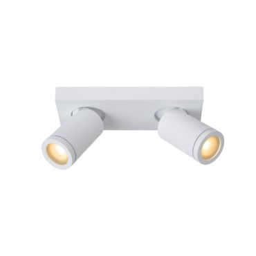 Lucide Taylor - spot en saillie 2L - 24 x 10 x 12,5 cm - 2 x 5W LED dimmable inclus - dim to warm - IP44 - blanc