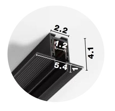 Nova Luce Ultra Slim - rail magnétique encastré sans raccord avec ailettes de 1 cm de profondeur - 100 cm - noir
