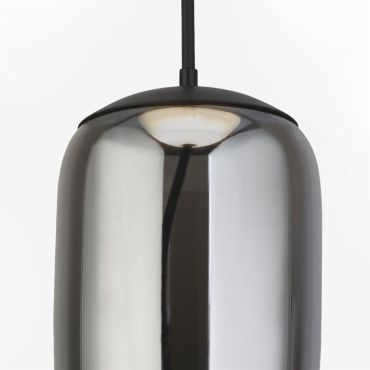 Searchlight Lisbon - lampe suspendue - Ø 18 x 150 cm - 6W LED inclus - noir et verre fumé