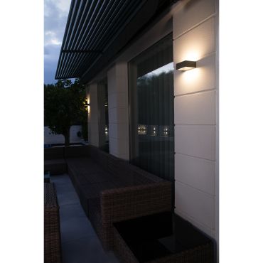Faro Alp - applique murale - 15 x 13 x 6 cm - 8W LED inclus - IP54 - gris foncé