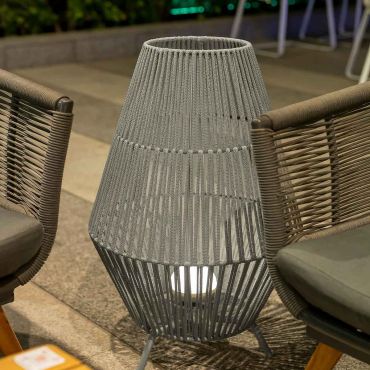 New Garden Conta 70 - lampadaire/table d'extérieur avec source lumineuse rechargeable et télécommande - 9W LED inclus - Ø 48 x 72 cm - IP54 - gris