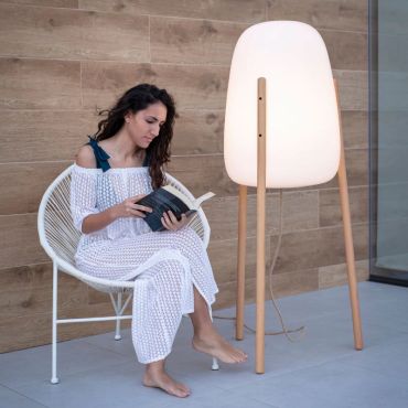 New Garden Rocket 145 - lampadaire rechargeable avec panneau solaire - Ø63,5 x 145 cm - 4,5W LED dimmable inclus - IP65 - blanc