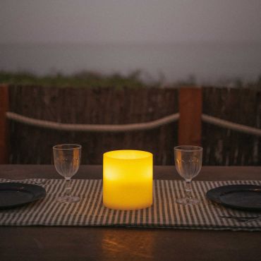 New Garden Dolo 3 mèches - Bougie LED avec télécommande - Ø 15 x 15 cm - IP44 - blanc