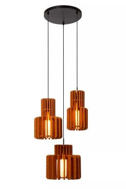 Lucide Rollo - lampe suspendue - Ø 50 x 150 cm - Terracotta