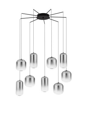 Nova Luce Aelia - lampe suspendue - Ø 82 x 145 cm - 36W LED inclus - noir mat et gris fumé