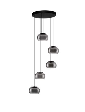 Nova Luce Bios - lampe suspendue - Ø 52 x 217 cm - 41W dimmable LED inclus - noir mat et gris fumé