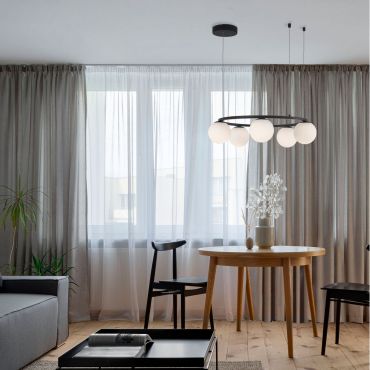 Nova Luce Joline - lampe suspendue - Ø 50 x 155 cm - 40W LED inclus - noir sable et blanc opale