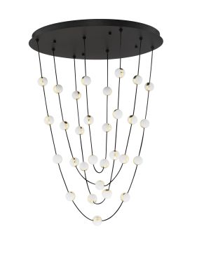 Nova Luce Alcinoe - lampe suspendue - Ø 84 x 120 cm - 102W dimmable LED inclus - noir mat et or
