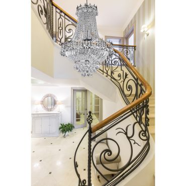 Searchlight Versailles - lustre - Ø 55 x 132 cm - chrome et transparent