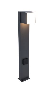 Lutec Cuba - poteau de jardin avec prise (avec mise à la terre) - 23,7 x 11 x 75 cm - 12,2W LED inclus - IP54 - gris foncé