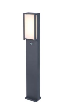 Lutec Qubo - lampe de jardin avec détecteur de mouvement - 11 x 9 x 75 cm - 17W LED inclus - IP54 - gris foncé