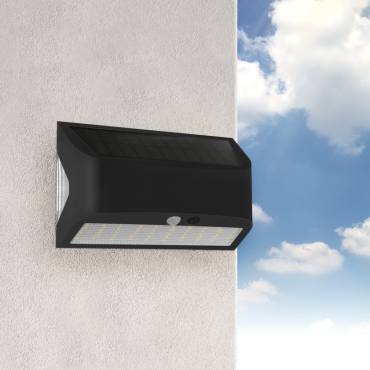 Century Italia Arcadia Max - lampe murale extérieure à énergie solaire avec capteur - 18 x 6,2 x 11,3 cm - LED 6W inclus - IP65 - noir