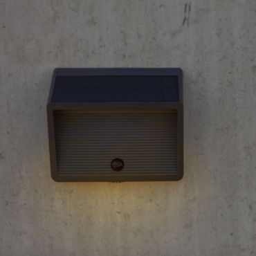 Lutec Linko - Applique d'extérieur avec capteur solaire - 18,5 x 16,1 x 6,2 cm - 11,5W LED inclus - IP44 - gris foncé