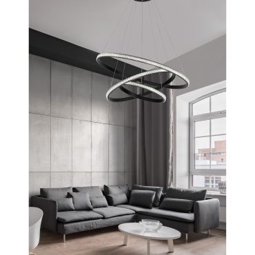Nova Luce Nager - lampe suspendue - Ø 78 x 120 cm - 62W LED dimmable inclus - noir sable