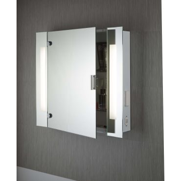 Searchlight Miroirs de salle de bains - miroir avec éclairage - 66 x 60 cm - 9,6W LED inclus - IP44 - blanc et chrome