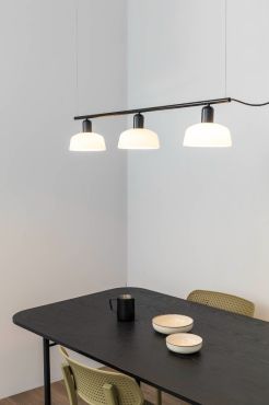 Faro Tatawin - lampe suspendue 3L - 8,1 x 100 x 210 cm - noir/verre laiteux