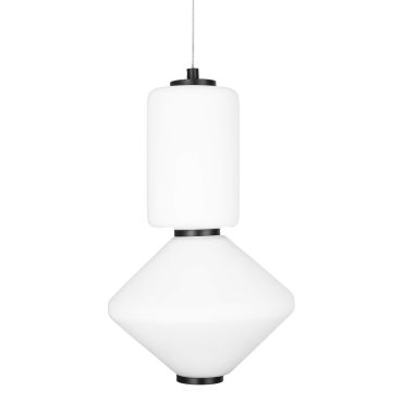 Maxlight Akiko - lampe suspendue - Ø 20 x 150 cm - 16W LED inclus - noir et opale