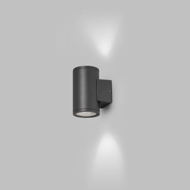 Faro Tond 2L - applique murale extérieure - Ø 8 x 10,6 x 13 cm - 2x 6W LED inclus 2700K - IP54 - gris foncé
