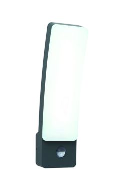 Lutec Kira - Applique d'extérieur avec détecteur de mouvement - 11 x 8,3 x 31,1 cm - 18W LED inclus - IP54 - gris foncé - blanc