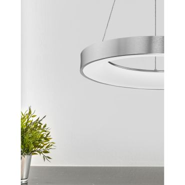 Nova Luce Rando Thin - lampe suspendue - Ø 60 x 120 cm - 50W LED dimmable inclus - argent brossé