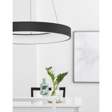 Nova Luce Rando Thin - lampe suspendue - Ø 60 x 120 cm - 50W dimmable LED inclus - sand black - warm white light colour