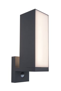 Lutec Cuba - Applique d'extérieur avec détecteur - 9,3 x 30,8 x 14,6 cm -14W LED inclus - IP54 - gris foncé