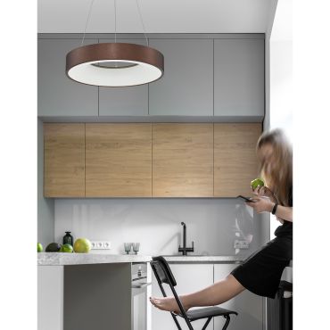 Nova Luce Rando Thin - lampe suspendue - Ø 38 x 120 cm - 30W LED dimmable inclus - café brossé