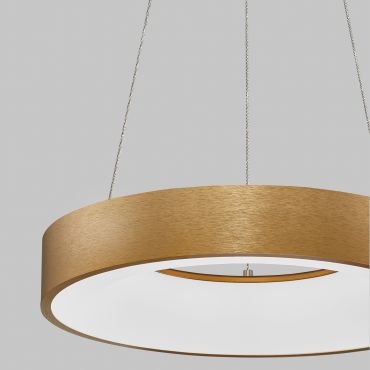 Nova Luce Rando Thin - lampe suspendue - Ø 38 x 120 cm - 30W LED dimmable inclus - or brossé
