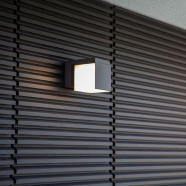 Lutec Cuba - applique murale extérieure - 10 x 14,8 x 11,6 cm - 12,2W LED inclus - IP54 - 4000K - gris foncé