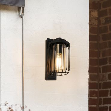Searchlight Reed - Applique d'extérieur avec capteur PIR - 26 x 39 cm - IP44 - noir