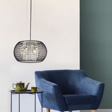 Searchlight Cage - lampe suspendue - Ø 35 x 150 cm - noir mat