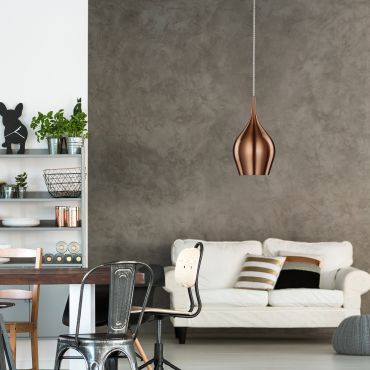 Searchlight Vibrant - lampe suspendue - Ø 12 x 142 cm - métal rose
