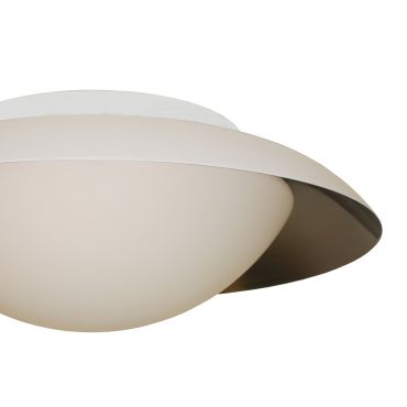 Artdelight Mush - plafonnier de salle de bain - Ø 35 x 11 cm - 12W LED inclus - IP44 - blanc et acier