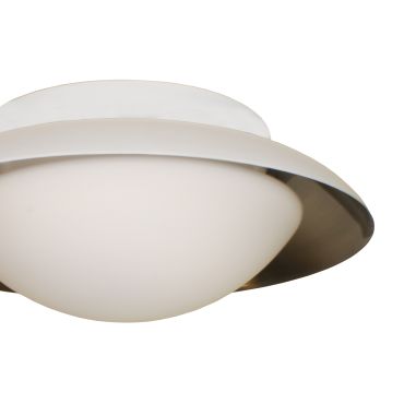 Artdelight Mush - plafonnier de salle de bain - Ø 25 x 9 cm - 10W LED inclus - IP44 - blanc et acier