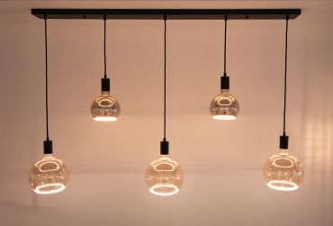 Roi Du Luminaire Ensemble - lampe suspendue 5L - 130 x 10 x 150 cm - noir