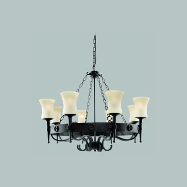 Searchlight Cartwheel - lustre - Ø 88 x 135 cm - noir et blanc mat
