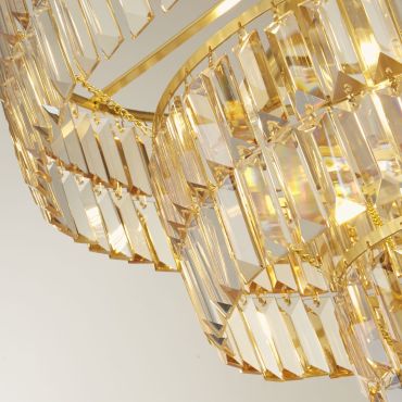 Searchlight Empire - lampe suspendue - Ø 48 x 150 cm - laiton satiné et champagne