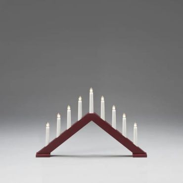 Konstsmide Christmas lights - bougeoir de Noël en bois - 50,6 x 5 x 32 cm - rouge foncé mat