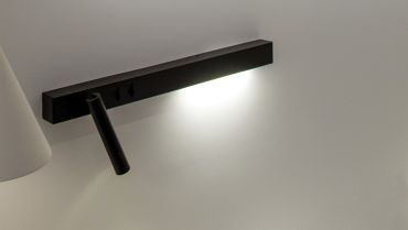 VK Lighting Bar - applique murale avec liseuse à gauche - 30 x 17 x 5 cm - 3W + 6W LED inclus - noir