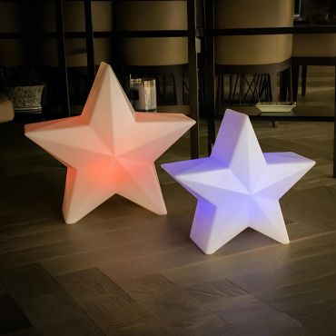 New Garden Nova 45 Christmas Star - lampe de sol rechargeable à énergie solaire avec télécommande - 46 x 42,6 x 22,5 cm - LED RGB 5W incl. - IP65 - blanc