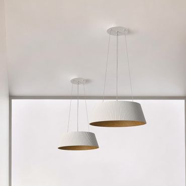 VK Lighting Aelia - lampe suspendue - Ø 46 x 150 cm - 30W dimmable LED inclus - blanc et bois