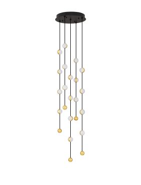 Nova Luce Alcinoe - lampe suspendue - Ø 38 x 200 cm - 64W dimmable LED inclus - noir mat et or