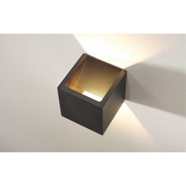 Artdelight Cube - applique murale d'extérieur - 10 x 10 x 10 cm - 6W LED dimmable inclus - IP54 - noir