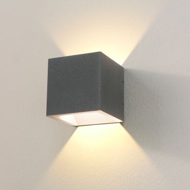 Artdelight Cube - Applique d'extérieur - 10 x 10 x 10 cm - 6W LED dimmable inclus - IP54 - graphite