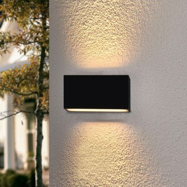 Artdelight Box - applique murale - 17 x 9 x 4 cm - 2 x 6,5W LED dimmable inclus - IP54 - noir