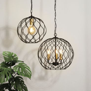 Searchlight Finesse - lampe suspendue - Ø 31,5 x 85 cm - noir mat